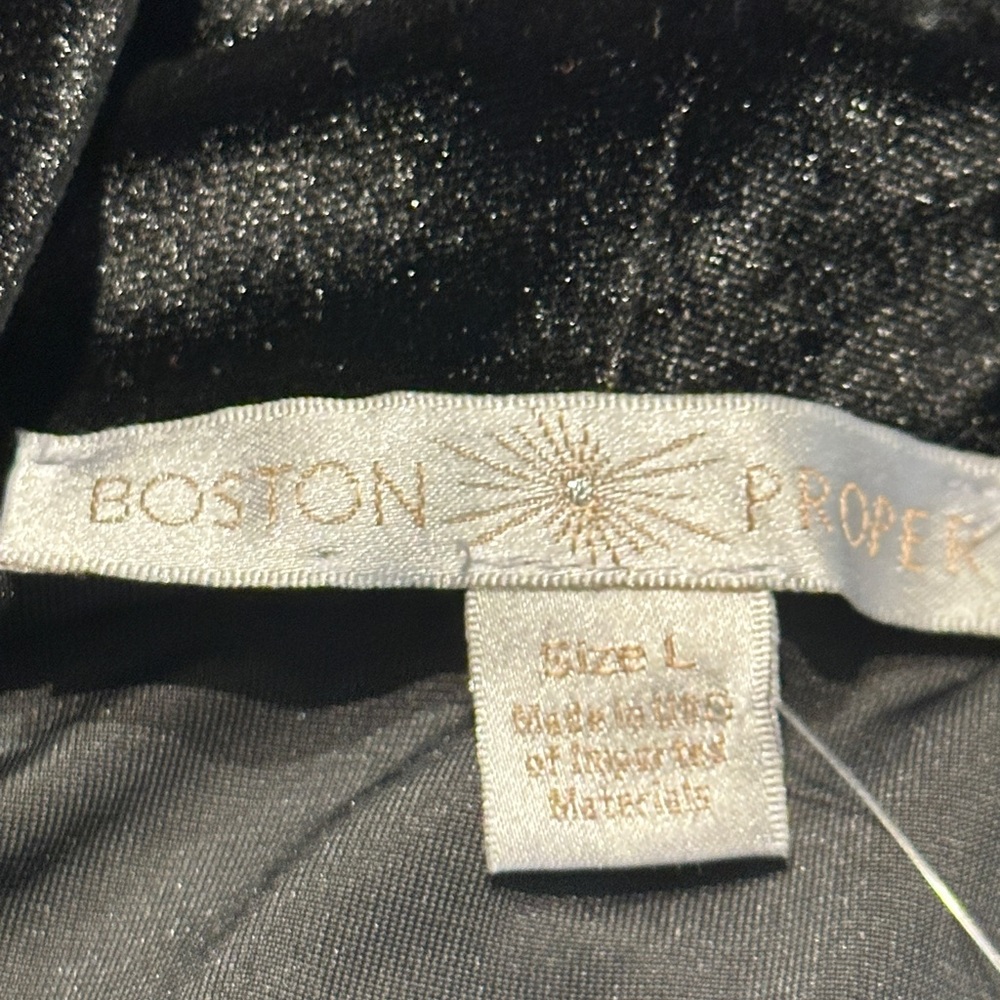 Boston Proper Black Velvet Asymmetrical Tunic Dress Size L - Picture 8 of 12
